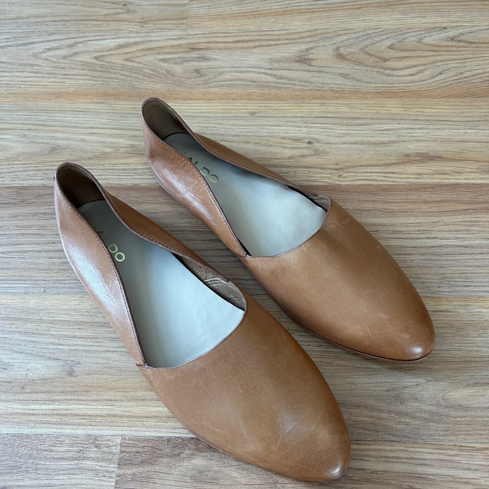 Aldo Tan Leather Loafers Minimalist Slip-On Design
